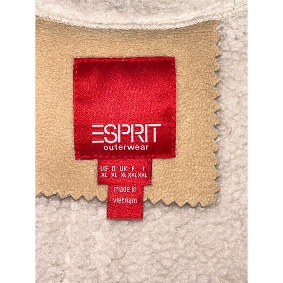 ESPRIT Women’s Sherpa Lined jacket full zip pockets Beige Ivory XL Warm Cozy - Picture 4 of 9
